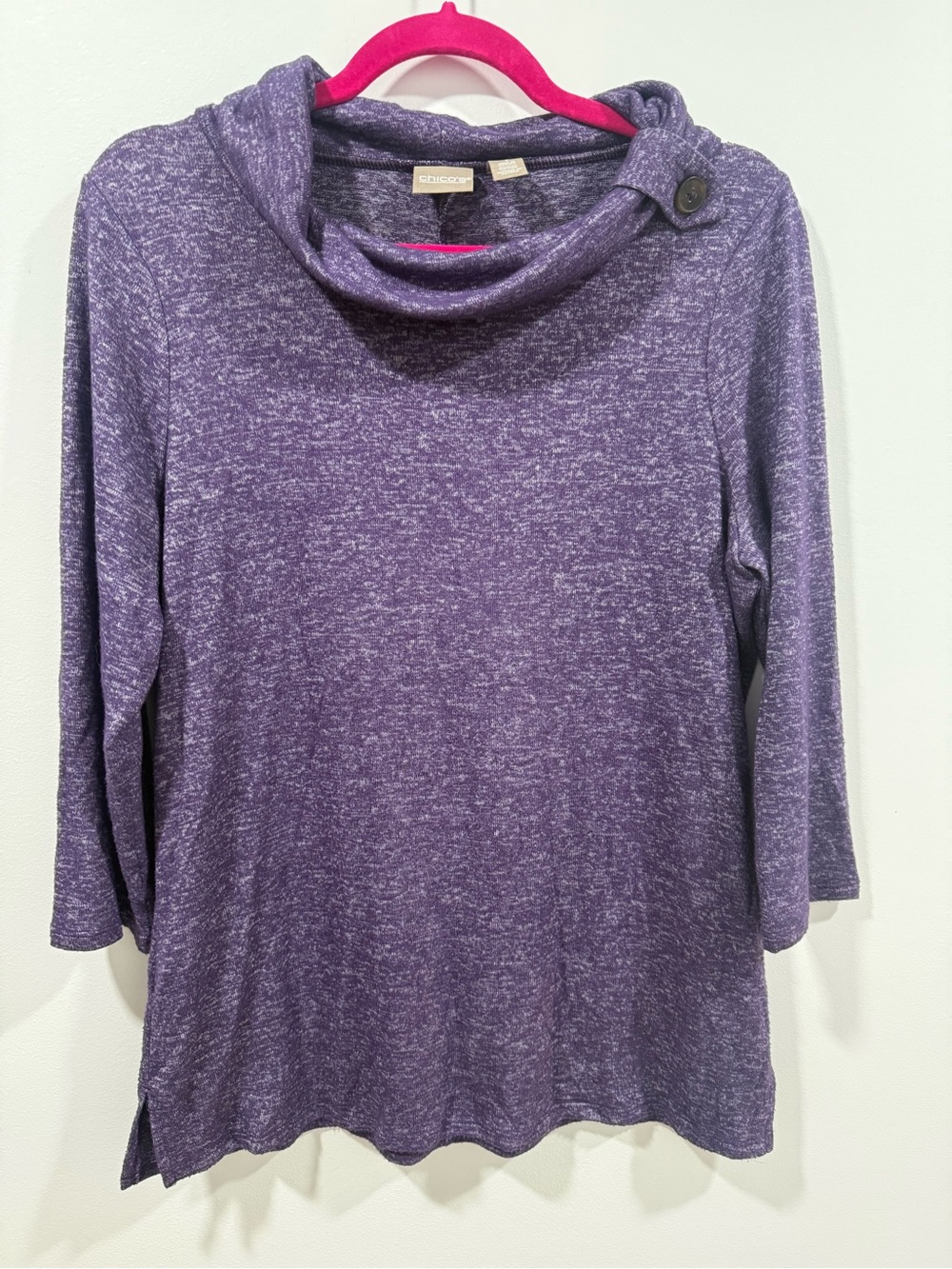 Chico's Heathered Purple Cowl-Neck Sweater size 1